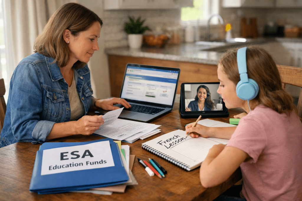 Can homeschoolers use ESA funds for tutoring parent checking education savings account during homeschool lesson