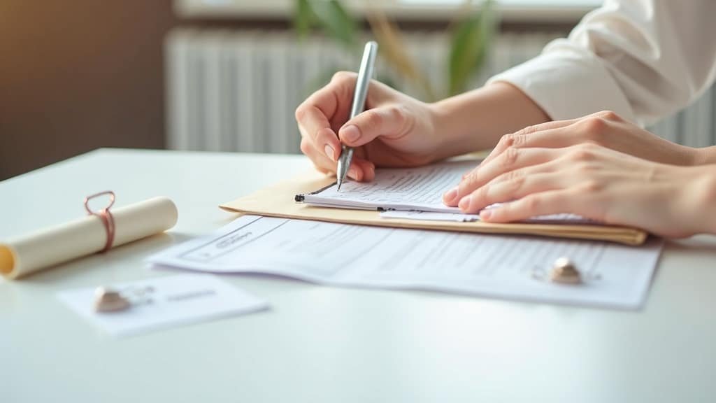 Educational credential documents and reimbursement claim forms organized on a desk for Arizona ESA tutoring reimbursement