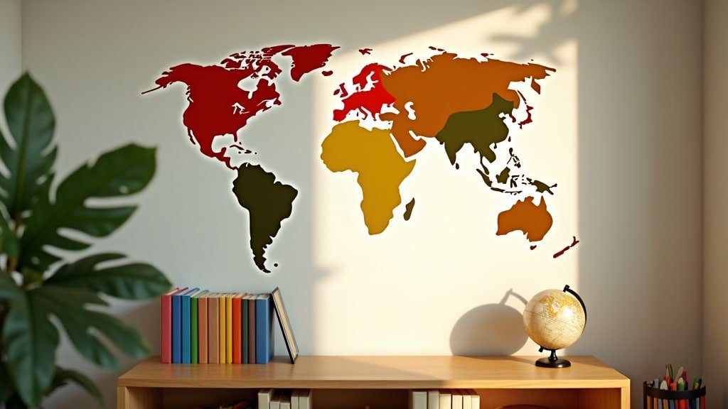 How to Add French to Your Homeschool Curriculum (Even If You Don't Speak It) 1 Add French to your homeschool curriculum: a study room with a world map silhouette and bookshelf