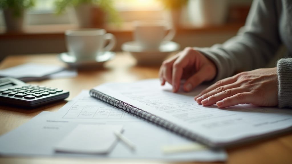 A parent budgeting homeschool funding in Canada at a kitchen table